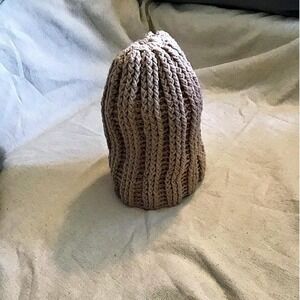 Vintage Beanie Crochet Firm style Tanish brown handmade